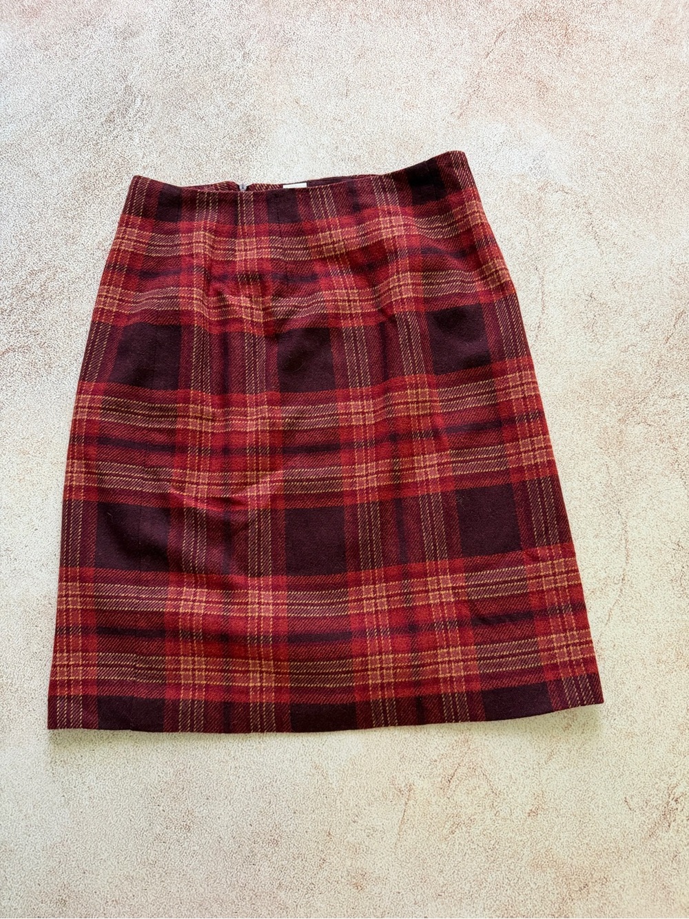 Elegant Timeless Plaid Wool Blend Pencil Skirt